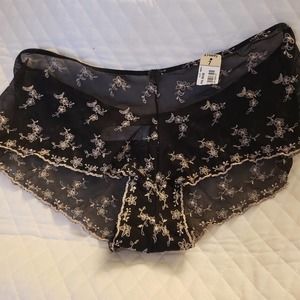 Vintage Delicates Panties Sheer Lace Black Floral Embroidery Sz 7 L JC Penny